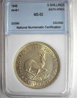 1948 5 Shillings NNC MS-63 South Africa