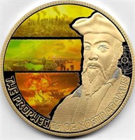 Prophet Nostradamus 70mm 24kt Gold Layered