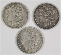 3 Circulated 1883-P Morgan Silver Dollars