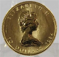 1984 1/4 Oz. Fine Gold Canada Maple Leaf Coin