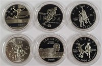 6 U.S. Olympic Commemorative Clad Half Dollars