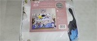 NEW Blue Butterfly King Size 7pc Comforter Set