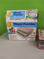 Set of 5 Early  Learning  Wood Puzzles with rack