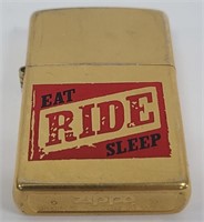 2004 Gold Toned Eat Ride Sleep Zippo Lighter