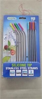 Stainless Steel Straws w/ Silicone Tips -12pk