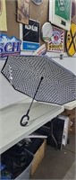 Inverted Umbrella, Black & White Polka Dots