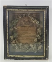 Antique German Framed Death Notification