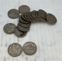 19 early Jefferson nickels 1939 and 40