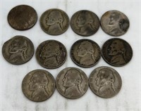 11 wartime silver alloy nickels 1942-45