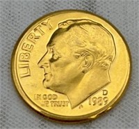 1989d Gold plate Roosevelt dime