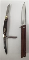 2 Buck Wood Handle Pocket Knives