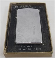 1970's Slim Zippo Unfired Monogrammed Lighter