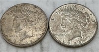 (2) 1922p peace dollar