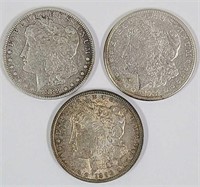 3 Circulated U.S. Morgan Silver Dollars