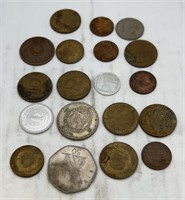 19 Foreign coins German, English, Asian