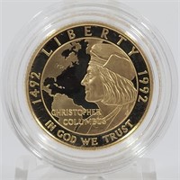 1992-W Columbus 5 Dollar Proof Gold Coin