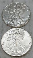 (2) 1987 Silver American Eagle