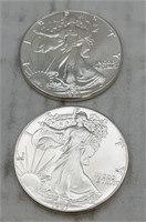 (2) 1987 silver American Eagle