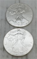 (2) 2000 American Silver Eagle