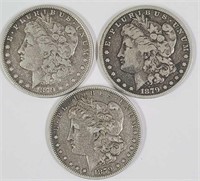3 1879 Dated Morgan Silver Dollars