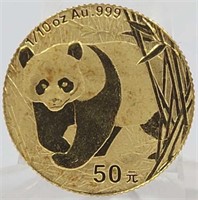 2001 1/10 Oz. Fine Gold China Panda Coin