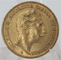 1905 German Prussia 20 Mark Gold Coin