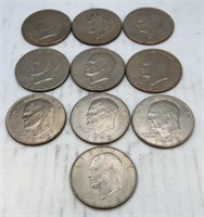 10 Eisenhower dollars 1972,74-78