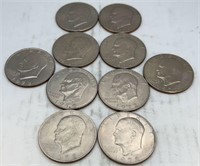 10 Eisenhower dollars 1972,74, and 78