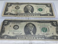 (2) $2 bills 1976 and 1995