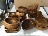 Assorted wood dishes, snack serving pieces