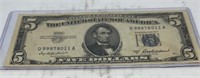 1953a blue seal $5 bill