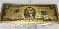 24k Gold layered novelty $2 bill