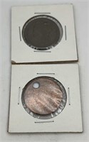 1852 and 1853 large cents has holes