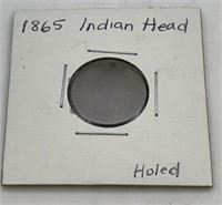 1865 Indian head penny holed