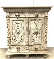 Whitewash Carved Wood Antique Style Cabinet
