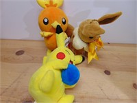 3 Pokemon Stuffed animals