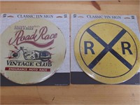 2 new round metal signs
