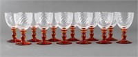 Portieux Crystal Orange Stem Wine Glasses, 12