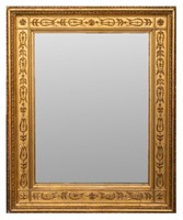 Italian Empire Gilt Wood Beveled Mirror