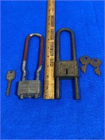 (2) Antique Bike Locks 1 Master & 1 Bike Brands