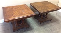 PAIR OF WOODEN END TABLES
