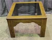 Smoked Glass Top Veneer End Table