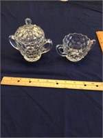 American Fostoria covered sugar bowl and open top