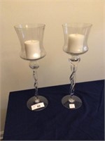 Pair twisted stem candle sticks - 16 in tall