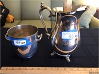 Silver plated pitcher & small ice bucket