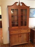 Cherry step back cupboard with 6 glass pane doors