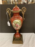 VINTAGE FRENCH STYLE ORNATE HAND PAINTED URN -