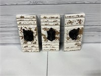 Vintage Inspired Wood & Metal Wall Hooks-White