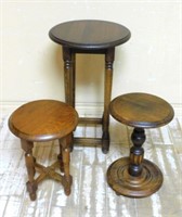 European Occasional Oak Tables and Pedestal.