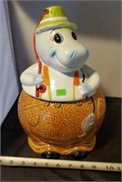 Ceramic Fishing hippo cookie jar